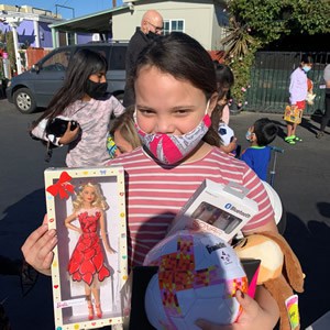 Young girl with gifts